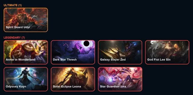 【 Spirit Guard Udyr 】【 Annie-Versary 】【 7 leg skins 】, Sale, level 283, champions 132, skins 108, Bronze