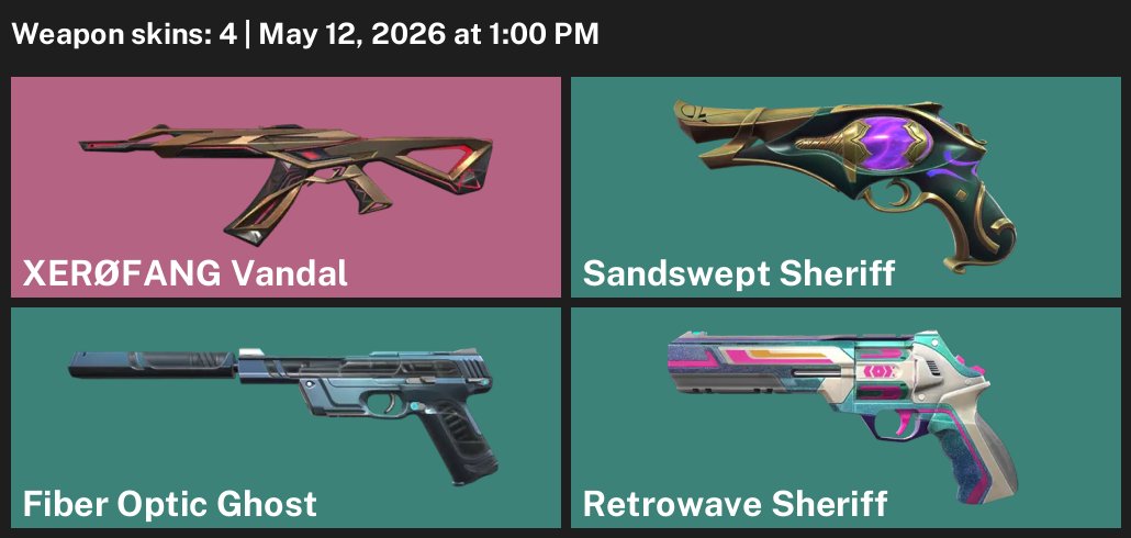 Vandal Xerofang, Sale, Ranked unlocked, Agents: 16, Skins: 4