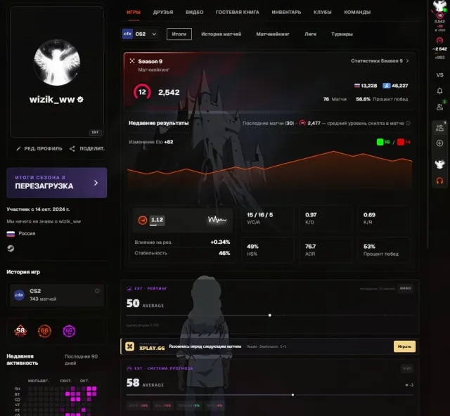 🔴2542ELO🔴FACEIT 10 LVL💙ПРОЙДЕНА ВЕРИФИКАЦИЯ 💙🔥ПОД МЕЙН🔥 743 MATCHES💙ПЕРЕПРИВЯЗКА💙, Продажа, Инвентарь пуст, Нет PRIME, FACEIT, 2542 ELO, Зарегистрирован: Да