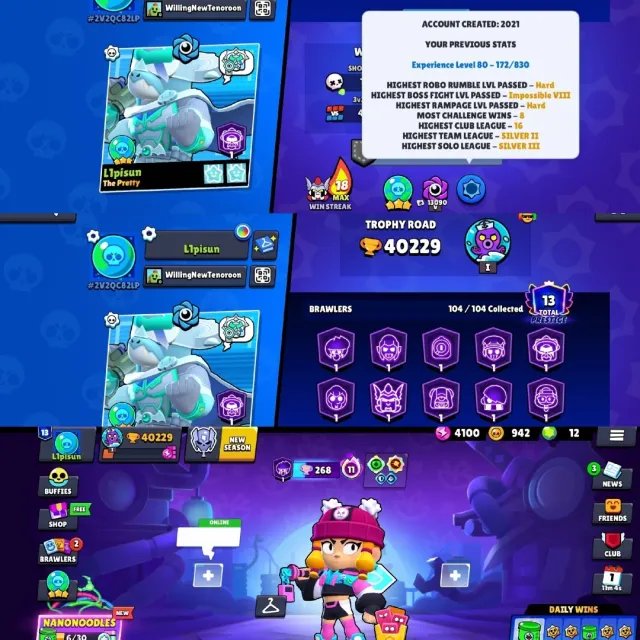 💎 I WILL SELL THE BRAWL STARS ACCOUNT 🏆 40.700 CUPS | ALL FIGHTERS 104/104 | 28. TO THE 11TH LEVEL, trophies 40700, brawlers 104, primes 13