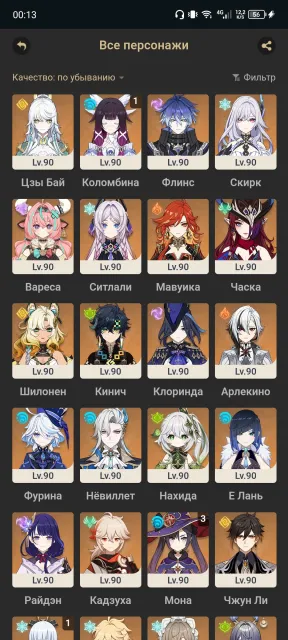 🔥 Genshin 32★ • HSR 10★ • ZZZ 7★ 🔥 • Коломбина C1 • Мавуика • Нёвиллет • Фурина • Арлекино • Нахида, Любая платформа, Почта привязана, Итэр, Прокачанный, AR 60