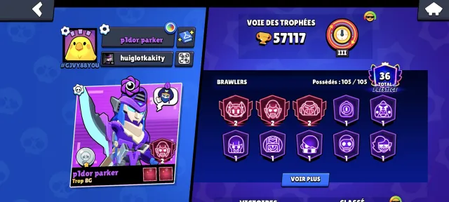 🤩BRAWL STARS 🤩🤪 CLASH ROYALE 🤪🥵AWESOME ACCOUNTS, trophies 57000, brawlers 105, primes 36