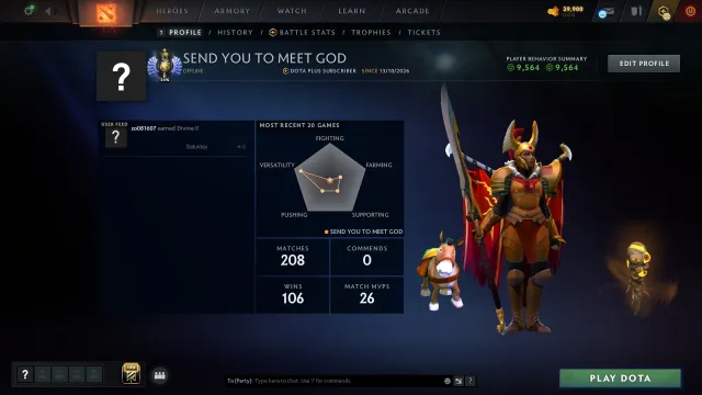 ♡ 4688 MMR · EIGENE EMAIL · 100% GARANTIE · AUTOMATISCHE ÜBERGABE♡, Verkauf, 4688 MMR, 9564 Anstand, 9564 Höflichkeit, 206 Spiele, 235 Stunden