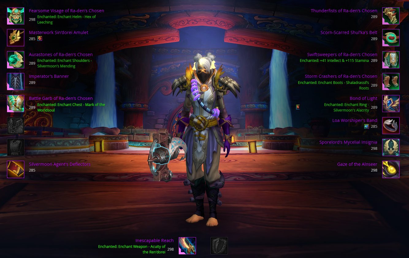 291 MW Monk / 292 WW Monk - BIS Gear / 282 Disc Priest - BIS Gear / 8/9 Mythic with VERY good logs!, 90 level, Human, Monk