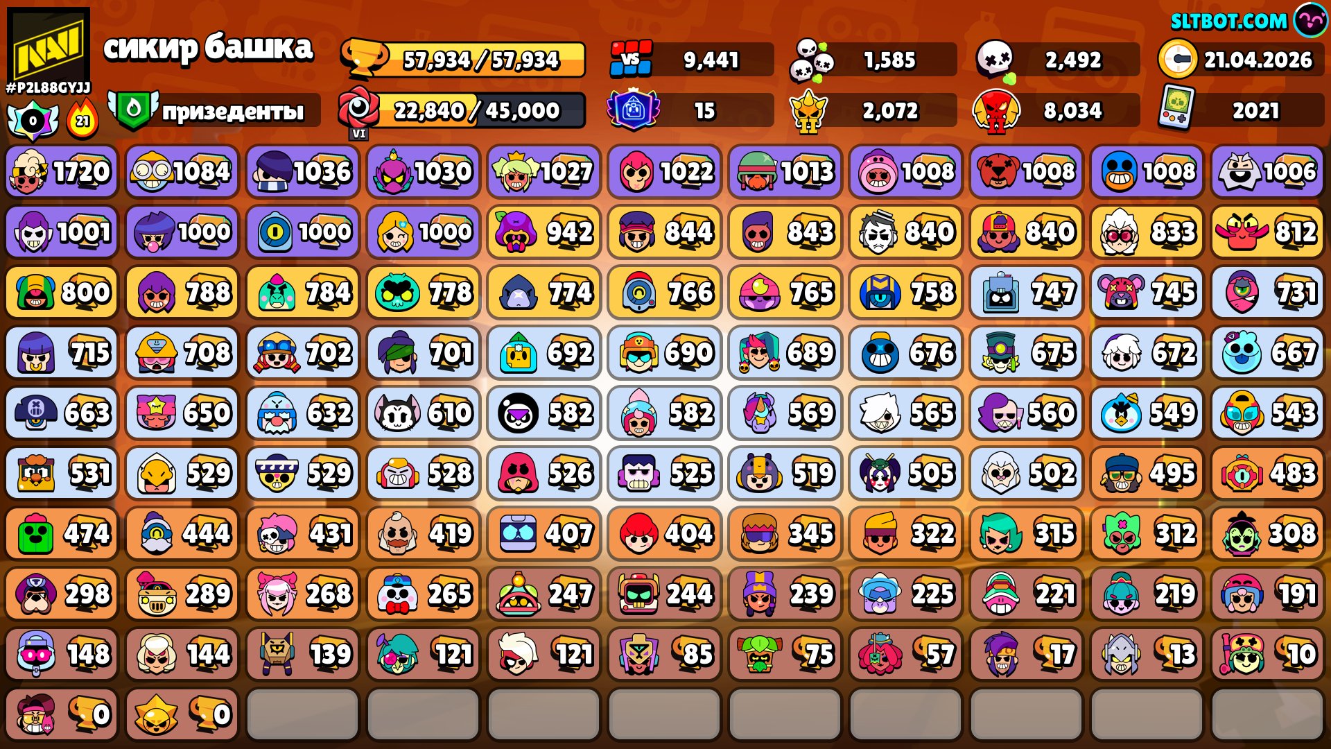 💎4 BP💎🏆57934 CUPOVES🏆🥊101/101 FIGHTERS🥊🌈 337 SKINS ≈35K GEMES🔥✅64 11x POWER✅15 PRIMES✅🔥+OLD BP🔥, trophies 57934, brawlers 101, primes 15