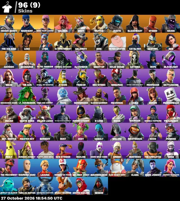96 skins Og Stw Old pve 🟩 Drift ⚪ Hybrid ✨ Hot Marat 🟪 Marshmello 🟠 Luxe ⚡ Laguna 🟪 Rogue Agent, Sale, skins 98