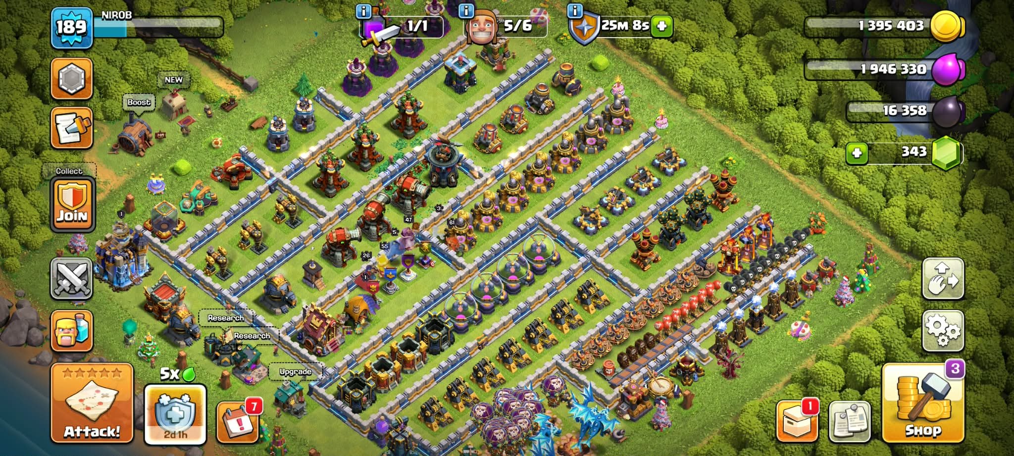 TH 18 Max~Heros-55/61/47/26~3× Hero Skin~All Equipment~Full Magic item~Connect To Buyer Mail, 18 TH Main Village, 9 TH Builder