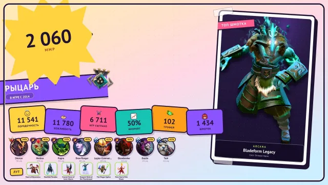 🎭Arcanes Jugg, Lina, PA, Pudge | 🏆102 niveau | 💎 HAUT TIERS DOTA+ Silencer 30 NIVEAU | 🏅60 jetons de rôle, Vente, 2060 MMR, 11541 intégrité, 11541 politesse, 6711 matchs, 6711 heures