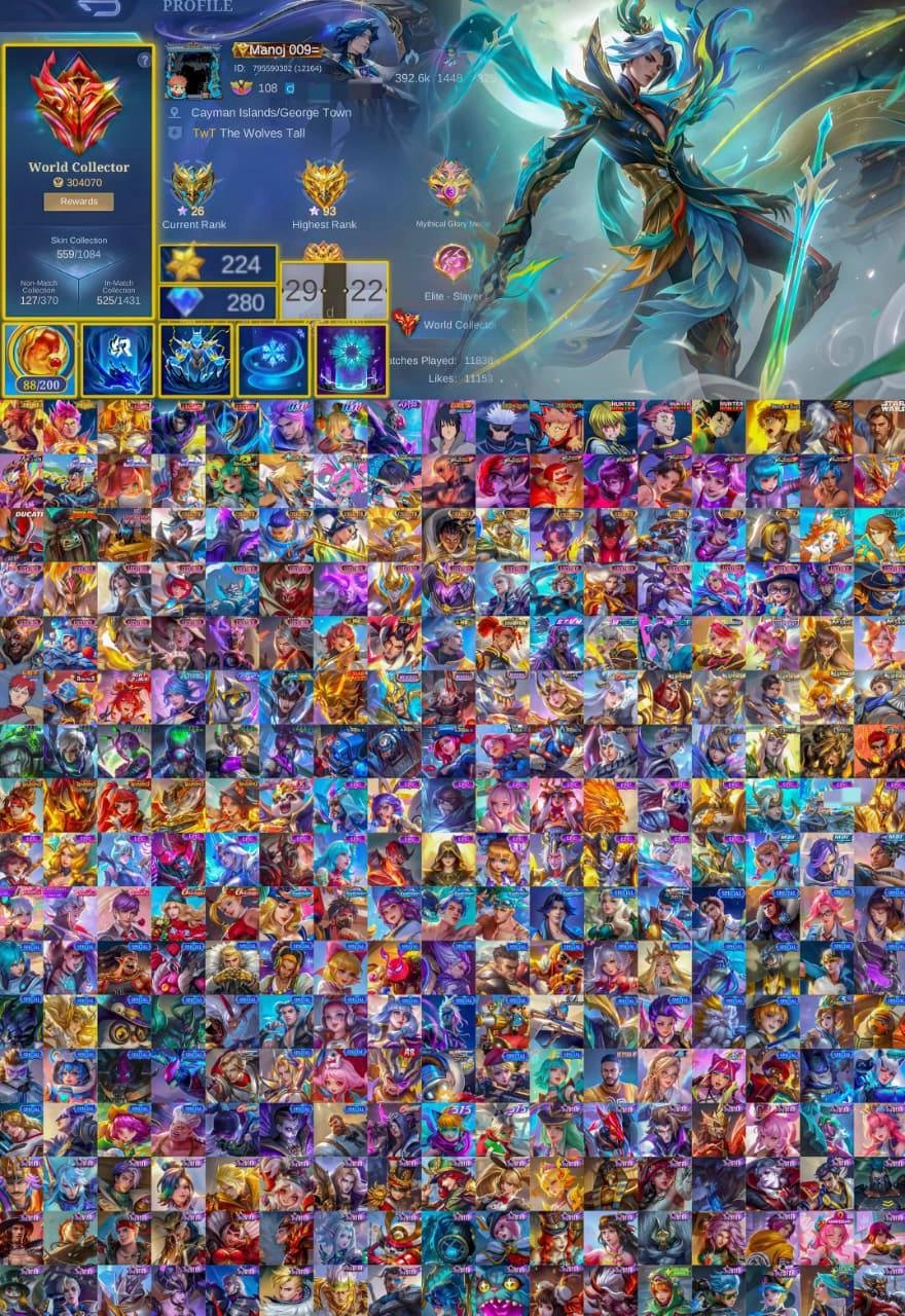 🔥Global🔥Android Account🔥KOF Gusion–Paquito, Gold Moskov, Neo Fredrinn, Suyou Naruto, Abyss Alpha🔥, Sale, Rank: Epic, Level: 138, Winrate: 53%, Heroes: 132, Skins: 566