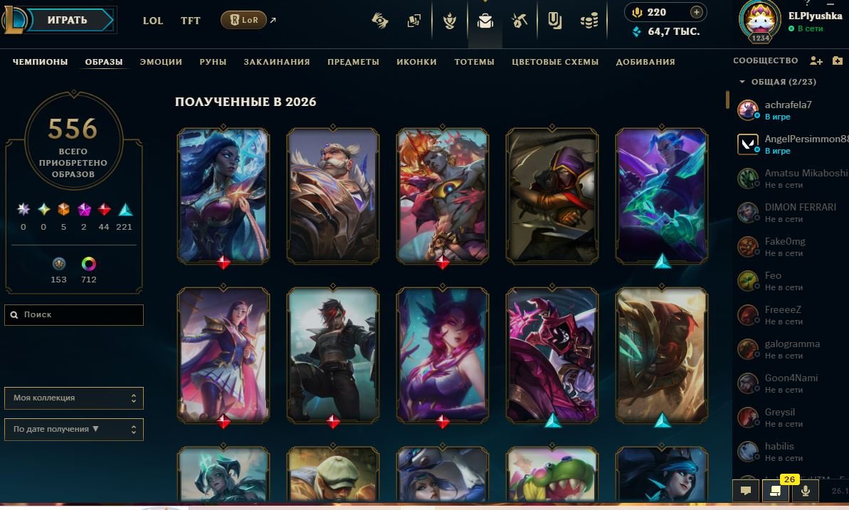 Tired after 16 years of gaming, there are TFT buns) 718 color schemes), Sale, level 1234, champions 173, skins 556, Platinum
