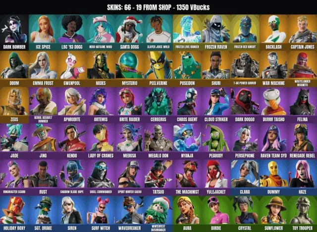 [PC/XBOX] 66 skins 🔥1350 VB🔥Reaper🔥Altitude🔥Counterattack🔥Ice Ranger of Love🔥Zeus🔥Hades🔥Frozen Red, Sale, skins 66