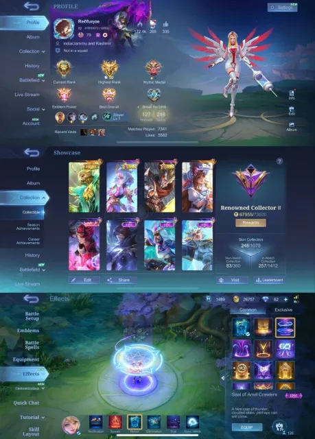 Akai po/ legend alucard/ kof and coll dyroth, Sale, Rank: Mythic, Level: 60, Winrate: 50%, Heroes: 90, Skins: 250