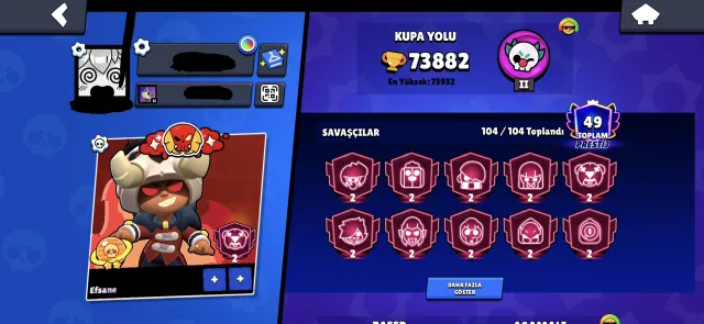 74K TROPHY + 1000 GEMS 395 SKİNS 33.222 GEMS CHEAP ACCOUNT!!!!, trophies 73800, brawlers 104, primes 48