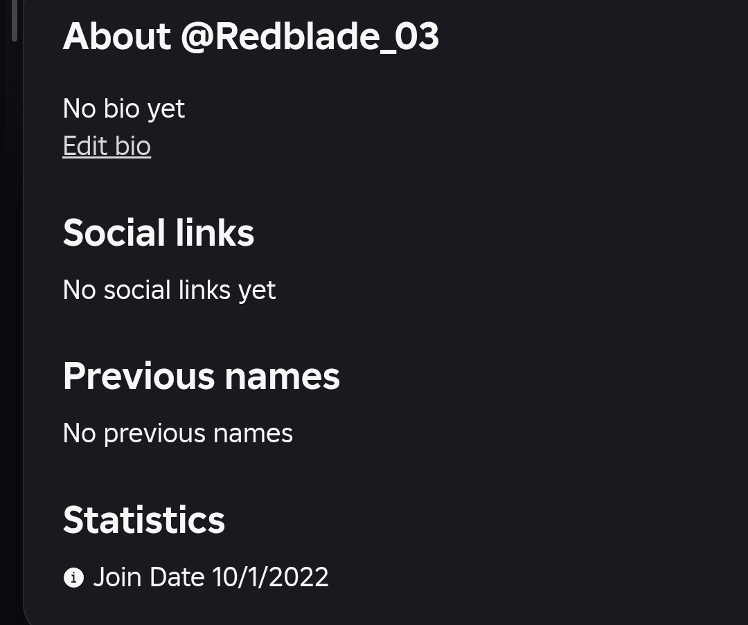 Personal account, created January 10, 2022, total 1-2k Robux, Sale, Voice chat: Yes