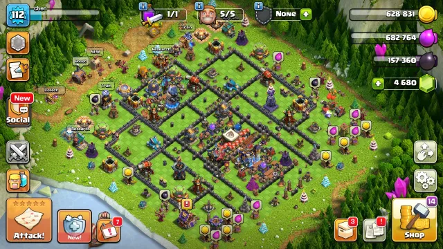 18 TH🏰4680 GEMS💎5 EPIC ITEMS🩸5 BUILDERS💯FREE NAME CHANGE🔥112 LVL🚀HEROES 23-27-7-12-6🛡️, 18 TH Home Village, 10 TH Builder Base