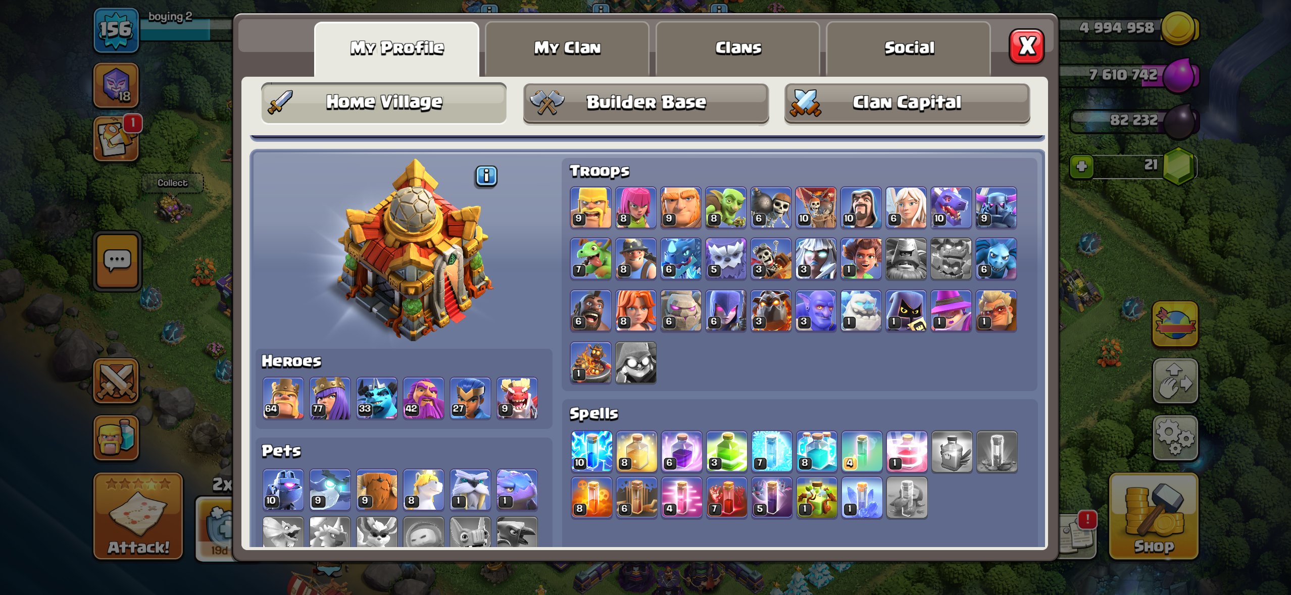 🔥 PREMIUM TH16 ACCOUNT FOR SALE ✅ BK 64 | AQ 77 | GW 42 | RC 27 | MP 33, 16 TH Main Village, 8 TH Builder