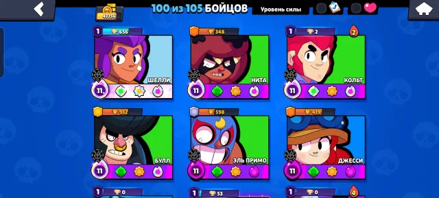 old account, 48000 trophies, 100 brawlers, 17 primes