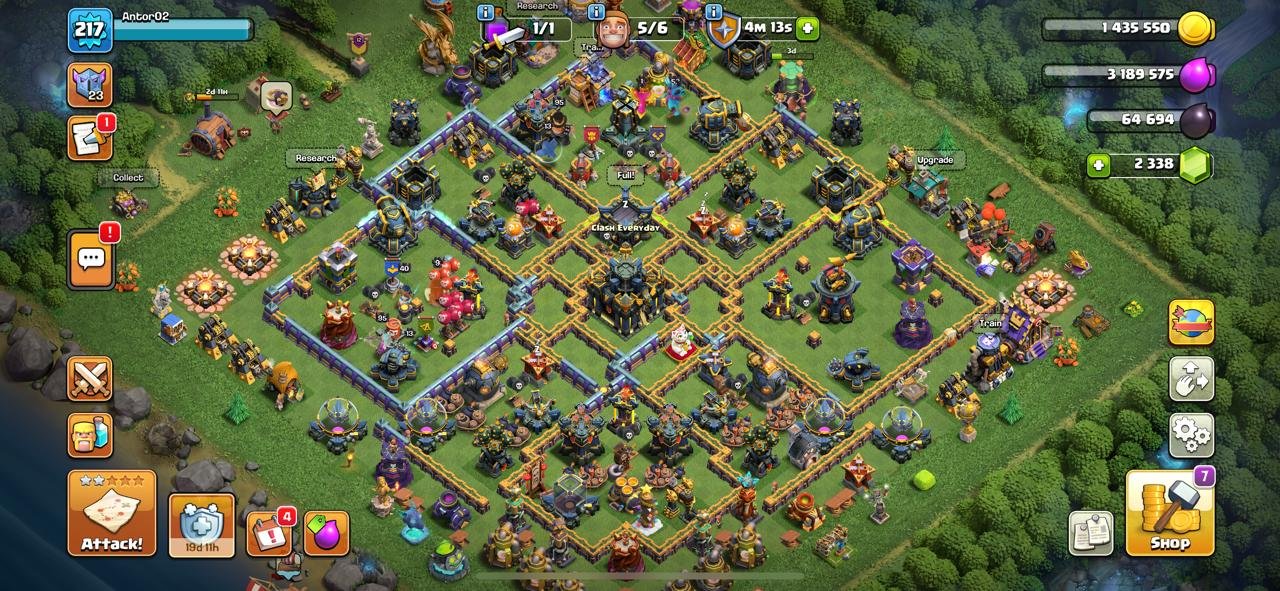 ✦ Th17 Max (217Xp) ✦ War Arena Scenary ✦ 1129 Medals ✦ 95/95/58/75/40 ✦ 13x Strong Epic ✦ Nc:1k ✦, 17 TH Main Village, 10 TH Builder