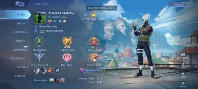 World Best anime Skin💥Naruto Kakashi Hatake Hayabusa💥Gaara Vale💫Luckybox Alpha💥Harley⚡Kagura⚡Freya, Продажа, Ранг: Мифический, Уровень: 89, Процент побед: 51%, Герои: 138, Облики: 270