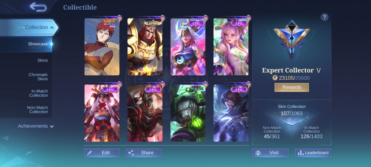 26⭐Epic pharsha🍄Epic moskov🍄Epic Roger🍄Epic kagura🍄Gaara Vale🍄pegasus Badang🍄Epic Freya🍄Epic irthil, Sale, Rank: Mythic, Level: 48, Winrate: 53%, Heroes: 90, Skins: 107