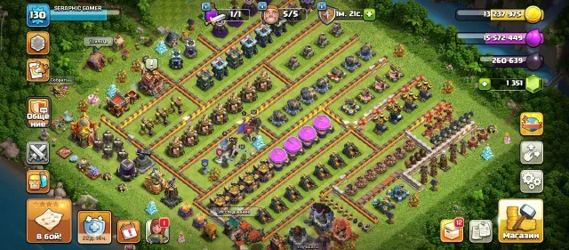 🛕【16 ТХ】🏭【9 БХ】🏆【130 LVL】🛡️【ТОП БАЗА】🧛【4 СКИНА】🏹【ТОП СНАРЯГА】🔮【КУЧА МАГ ПРЕДМЕТОВ】, 16 TH Родной Деревни, 9 TH Строителя
