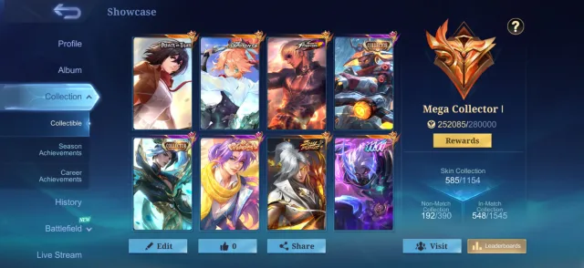 TEST SERVER🔥AOT ASP FANNY🔥CALL LINK LSS🔥VESSEL AIMON🔥11.11 HAYA🔥VALENTINE LANS🔥2 DUCATI🔥MEGAJIR ACCOUNT, Sale, Rank: Mythical, Level: 215, Win Rate: 50%, Heroes: 133, Skins: 585