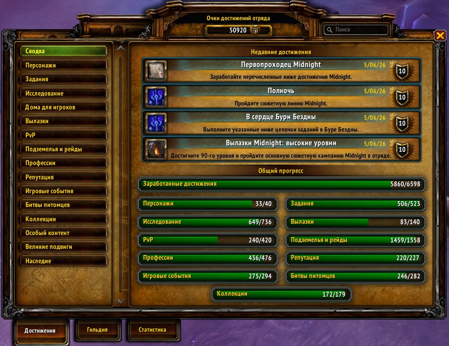 ⭐Collector's account, 50920 AP, Epic Midnight, Germany⭐, 90 level, Pandaren, Hunter