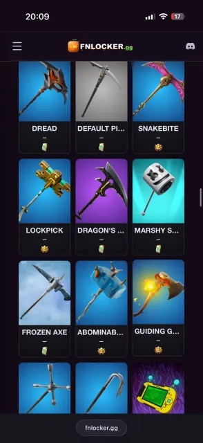 Has take the elf, sign spin, hot marat, rare gliders and pickaxes, Sale, skins 25