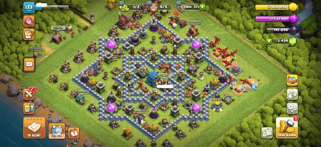 12 TH 100% full | 133 LVL | 65/65/40/40 | 9 epic gear | 3434 gems | 6 builders, 12 TH Home Village, 9 TH Builder