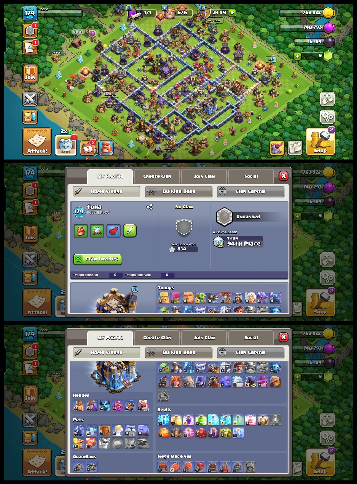 Semi Max Th18-11x EPIC & [3x 26 level] EQ.-Hero(90,70,50,43,30)-[2x Scenery]-[B.A. Max]-6th Builder, 18 TH Main Village, 10 TH Builder