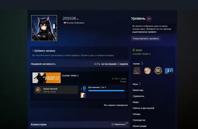 CS2 PERSONAL ACCOUNT | 27000 HOURS | PRIME STATUS | 5 YEAR SERVICE MEDAL | LEVEL 10 STEAM, Sale, With inventory, Has PRIME, Competitive