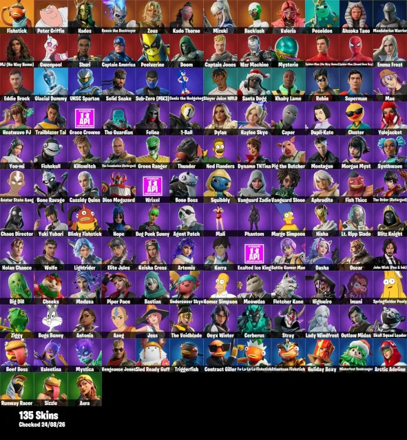 [PC/PSN/XBOX] | 135 Skins | Fishstick | Bird Call | Mae | Heatwave PJ | Trailblazer Tai, Продажа, скины 135