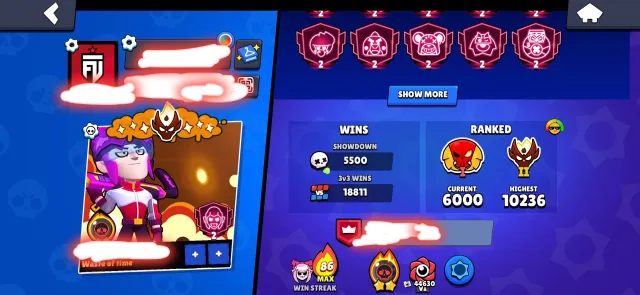 😍X7 Master😍 (2x Master Record) 🔥95 MAX POWER!🔥 💖60,000+ Gems Worth of Skins!💖 🎁+ FREE BONUS GIFT!, trophies 102000, brawlers 105, primes 85