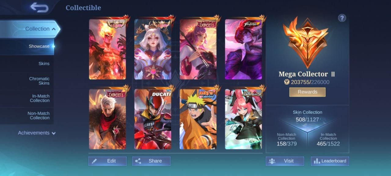 🔥Legend lunox Kagura full set KOF 4 Naruto Lukas Exosorst 2 Prime 3 Ducati irthil aspirnt 2, Sale, Rank: Mythic, Level: 124, Winrate: 53%, Heroes: 133, Skins: 508
