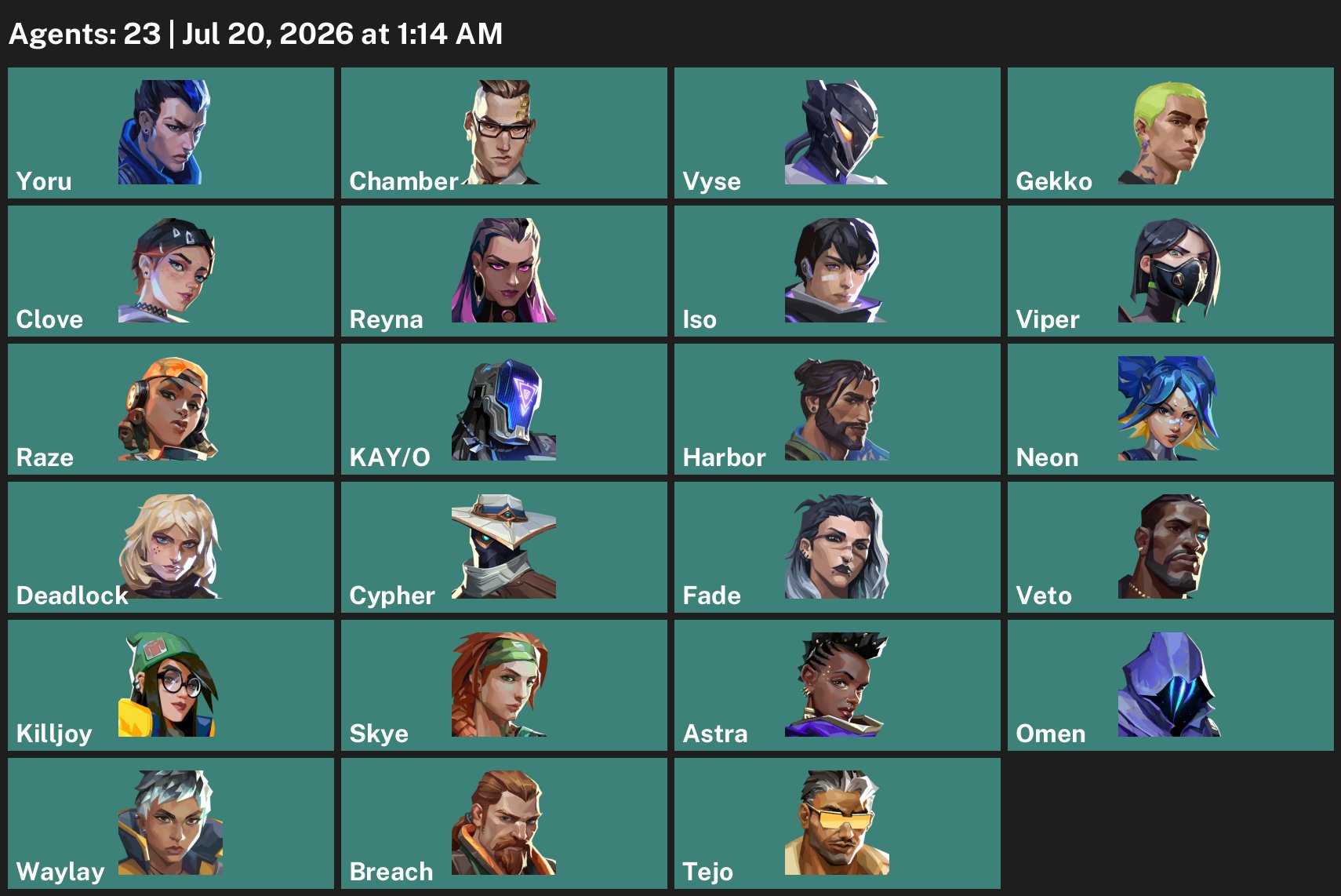 10 skins, Sale, Ranked unlocked, Agents: 22, Skins: 22