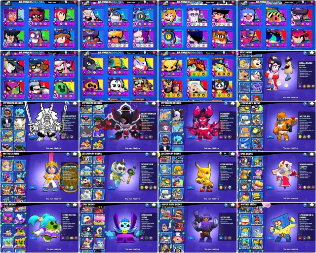 ACC WITH 60k CUPS AND DEVILISH MORTIS AND 7 HYPERCHARGED SKINS, trophies 60000, brawlers 104, primes 32