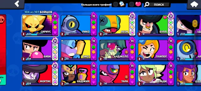 🏆 Trophies: [118000] 👥 Brawlers: Open [104] out of [Total 106] 🎨 Skins: Many legendary, 118000 trophies, 104 brawlers, 104 primes