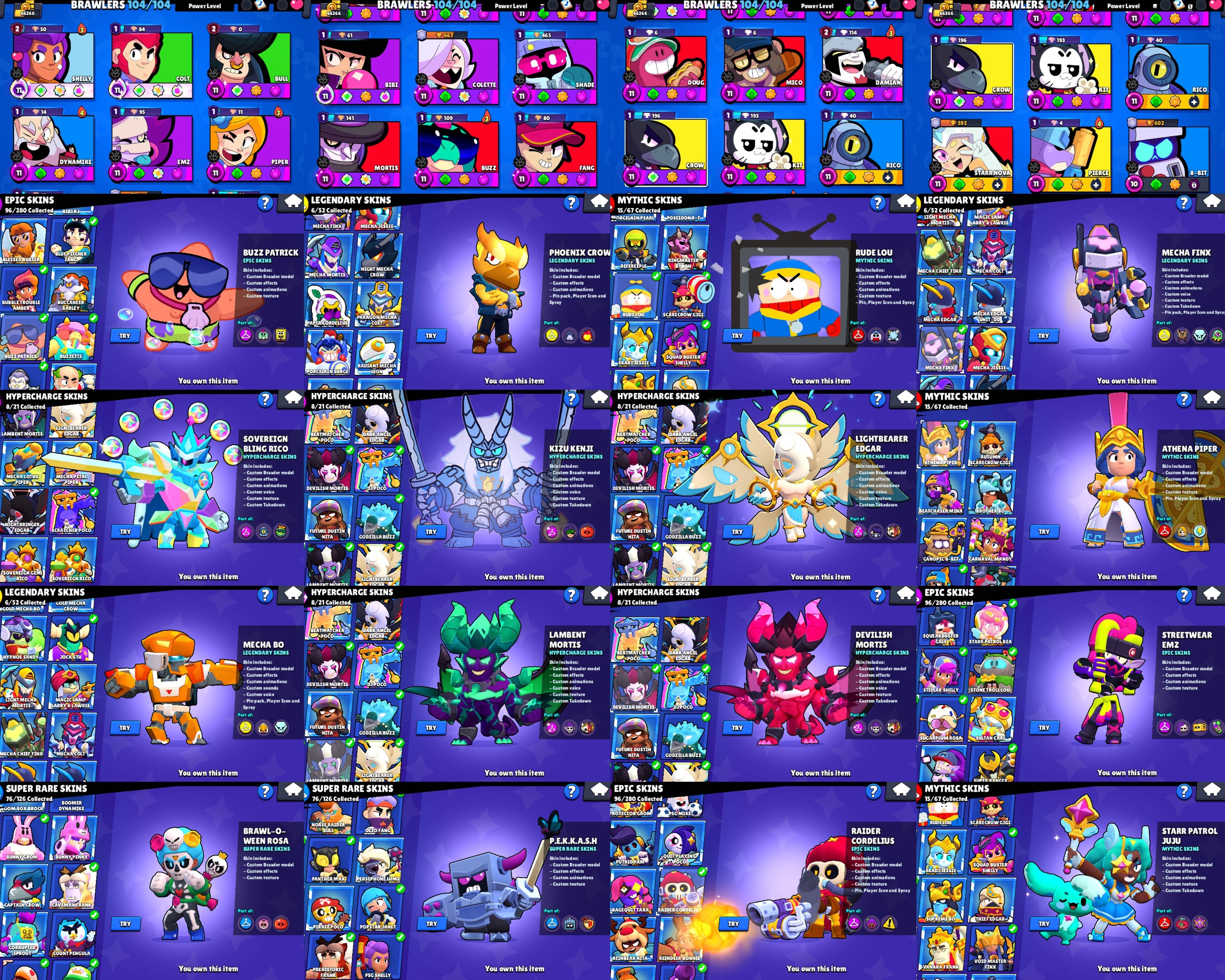 6x2lvl PRESTIGE | LIGHTBEARER EDGAR | TICKOYAKI | 3 FAERIE BONNIE | 3 DRAGON GRIFF | SEE SCREENSHOTS, trophies 32300, brawlers 76, primes 15
