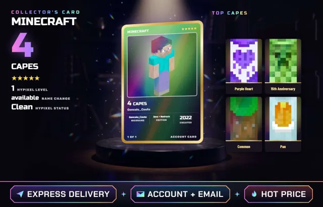 🪵 ✧ С 2022 • JAVA + BEDROCK • СМЕНА НИКА ДОСТУПНА ✧ Purple Heart, 15th Anniversary, Common, Pan, Продажа, Все данные по аккаунту