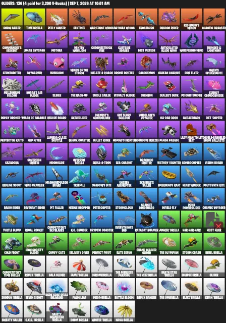АККАУНТ FORTNITE/94 скина/153 кирки/156 танцев/136 дельтапланов, Продажа, скины 94
