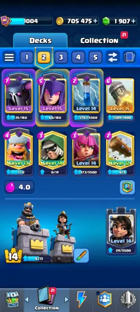 Selling main account with email 1900 gems, 25 arena, level 14, 10000 trophies, 120 cards, 20 legendaries, Available