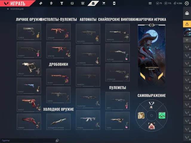 PERSONAL ACCOUNT / VANDAL WITH CROWNS / PHANTOM SINGULARITY / FULL REBINDING, Sale, Bronze 1, Agents: 16, Skins: 18