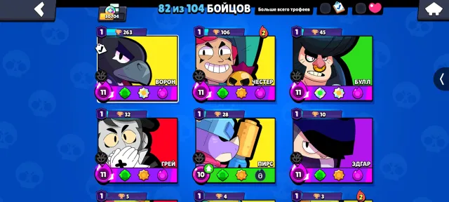[30,704 TROPHIES, 82 BRAWLERS, 4 BATTLE PASSES PURCHASED] 🟪 🎁 🟪 [TOP-TIER ACCOUNT] 🟪, trophies 30704, brawlers 82, primes 10