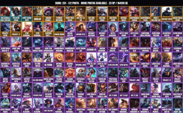 231 skins ✨ 138 champions 🏆 164.2K BE✨Ezreal Pulsefire✨Spirit Guard Udyr✨Gun Goddess Miss, Sale, level 307, champions 138, skins 231, No rank