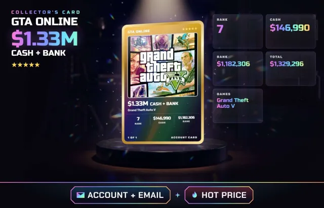 🏎️ ✦ $1.33M ВСЕГО • РАНГ 7 • GRAND THEFT AUTO V • ПОЛНЫЙ ДОСТУП + ПОЧТА, Продажа