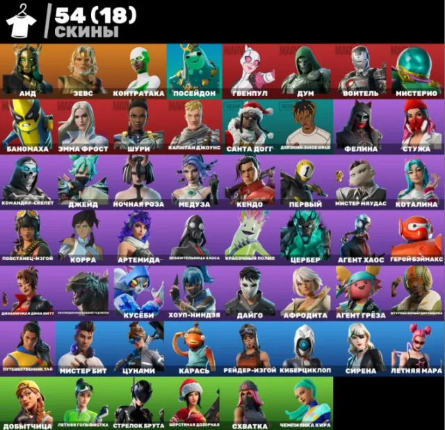 54 skins / Counterattack / Siren / Crucian / Pickaxe / Get Griddy / Ability to change email to yours, Sale, skins 54