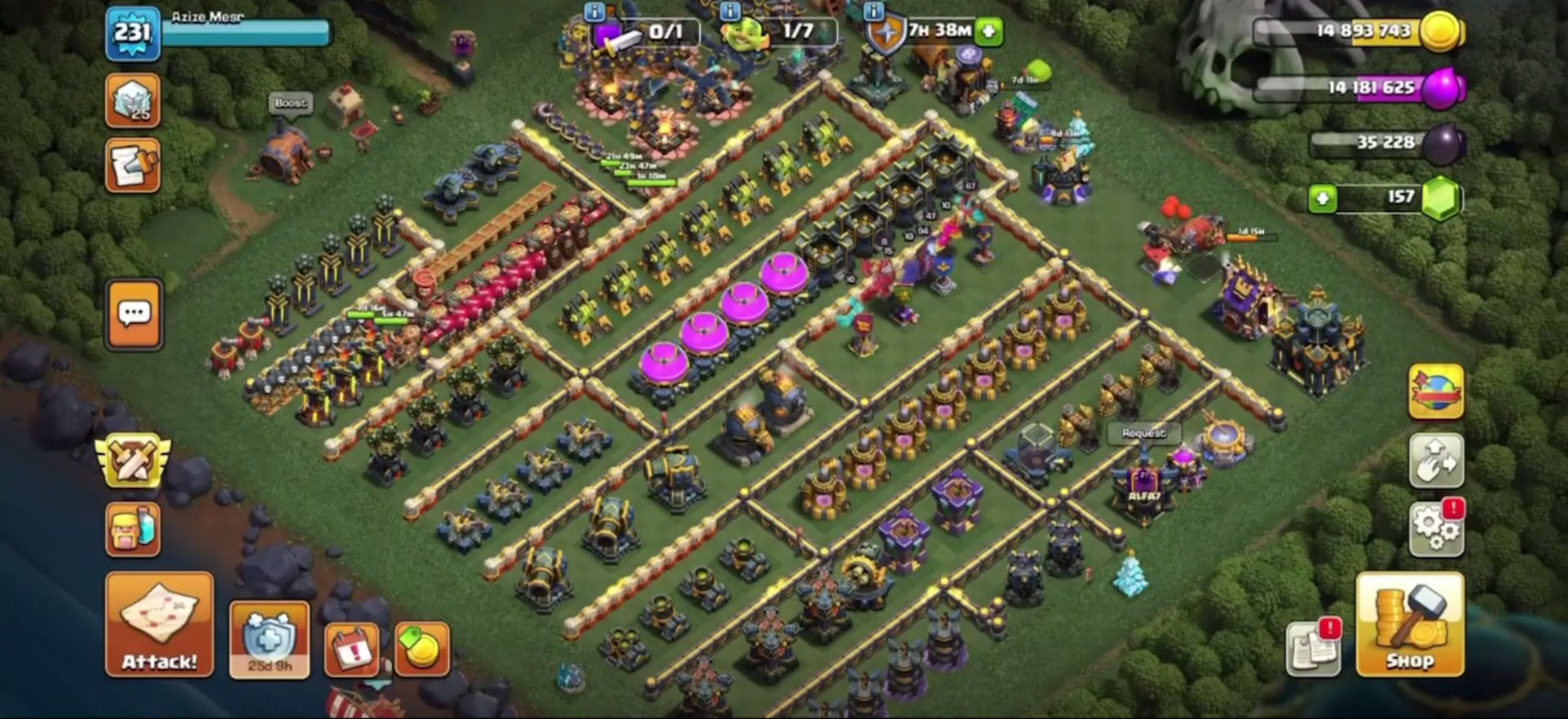 🏠17TH 100%🏠💯LVL 232💯💎100 GEMS💎👑HEROES 77/94/67/55/47/8👑🧙♂️16 HEROES SKINS + 3Design🧙♂️👷Worker 6👷, 17 TH Main Village