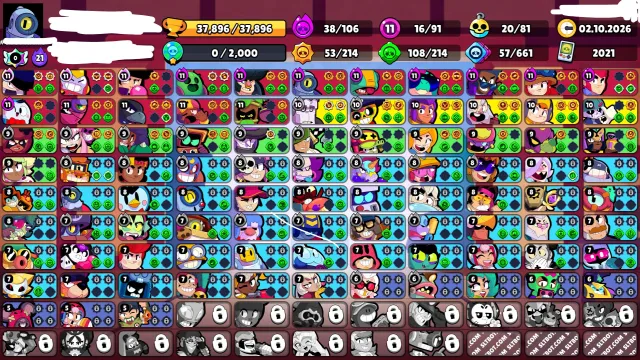 🟦MEDIUM ACCOUNT🟦12 PRIMES 37K CUPS, 91 BRAWLER/AVERAGE ACCOUNT Clash Royale, 37896 cups, 91 brawlers, 12 primes