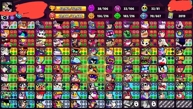 🏆50K👾106/107⭐24 11 POWER🥩~274 SKINS🛡️16 PRIMES👑LEGENDARY LEAGUE🏆4 BP+ 🤖AUTO DELIVERY, 53000 trophies, 106 brawlers, 16 primes