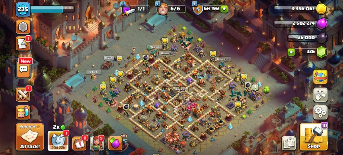 🟥⬛🛑Th 16 NEAR MAX🛑⚫XP 235🛑⚫Heroes Level-K85/Q90/MP65/W65/RC40🛑⚫Gems 325🛑⚫With Gmail🛑⚫Full Access, 16 TH Main Village, 10 TH Builder